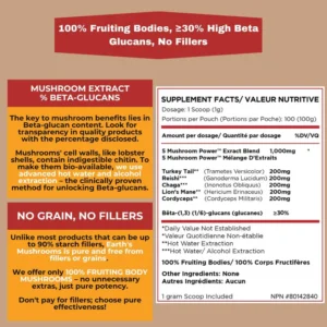 Earth's Mushrooms 5 Mushroom Power Extract Powder