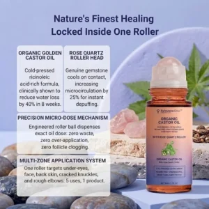 Sylovona Glow Organic Castor Oil with Rose Quartz Roller