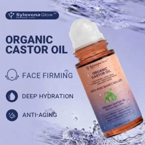 Sylovona Glow Organic Castor Oil with Rose Quartz Roller