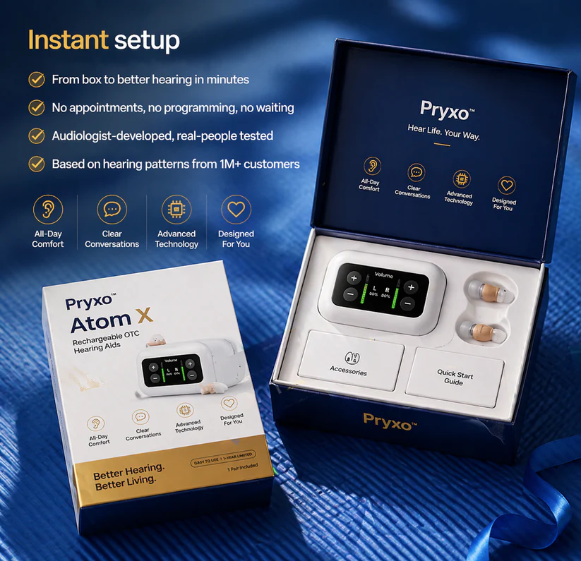 Pryxo Atom X Rechargeable OTC Hearing Aids