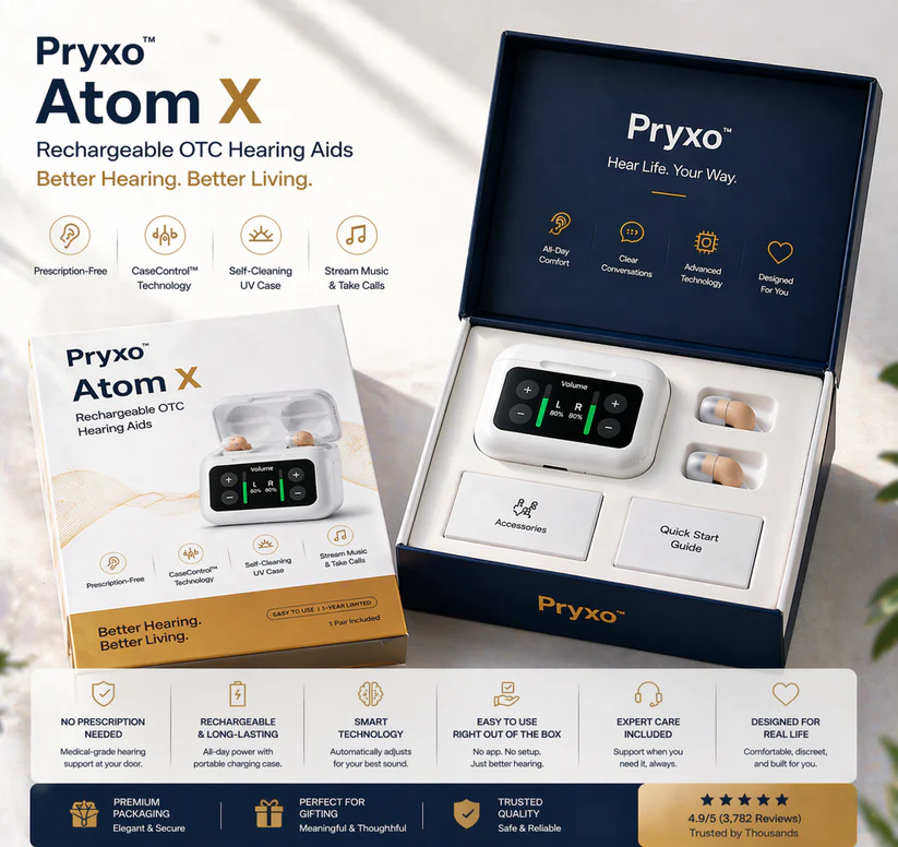 Pryxo Atom X Rechargeable OTC Hearing Aids