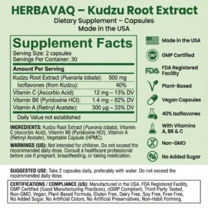 HerbavaQ Kudzu Food Supplement for Cravings and Serenity