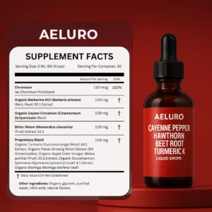 Aeluro Cayenne Pepper Hawthorn Beet Root K2-D3 Drops